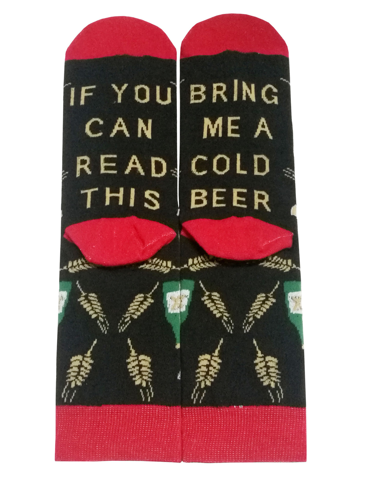 IF YOU CANREAD THIS BRING ME SOME WINE TACOS Wheat Wine Jacquard Cotton Socks Novelty Socks